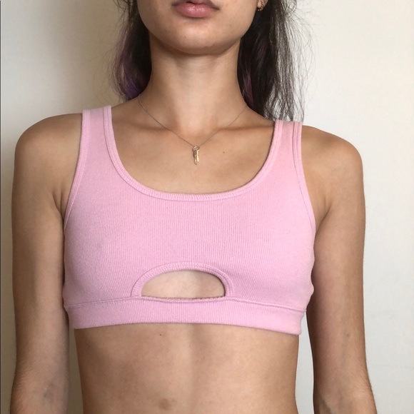 Pastel Pink Bra Top with Keyhole Chest Cutout! - Picture 3 of 5
